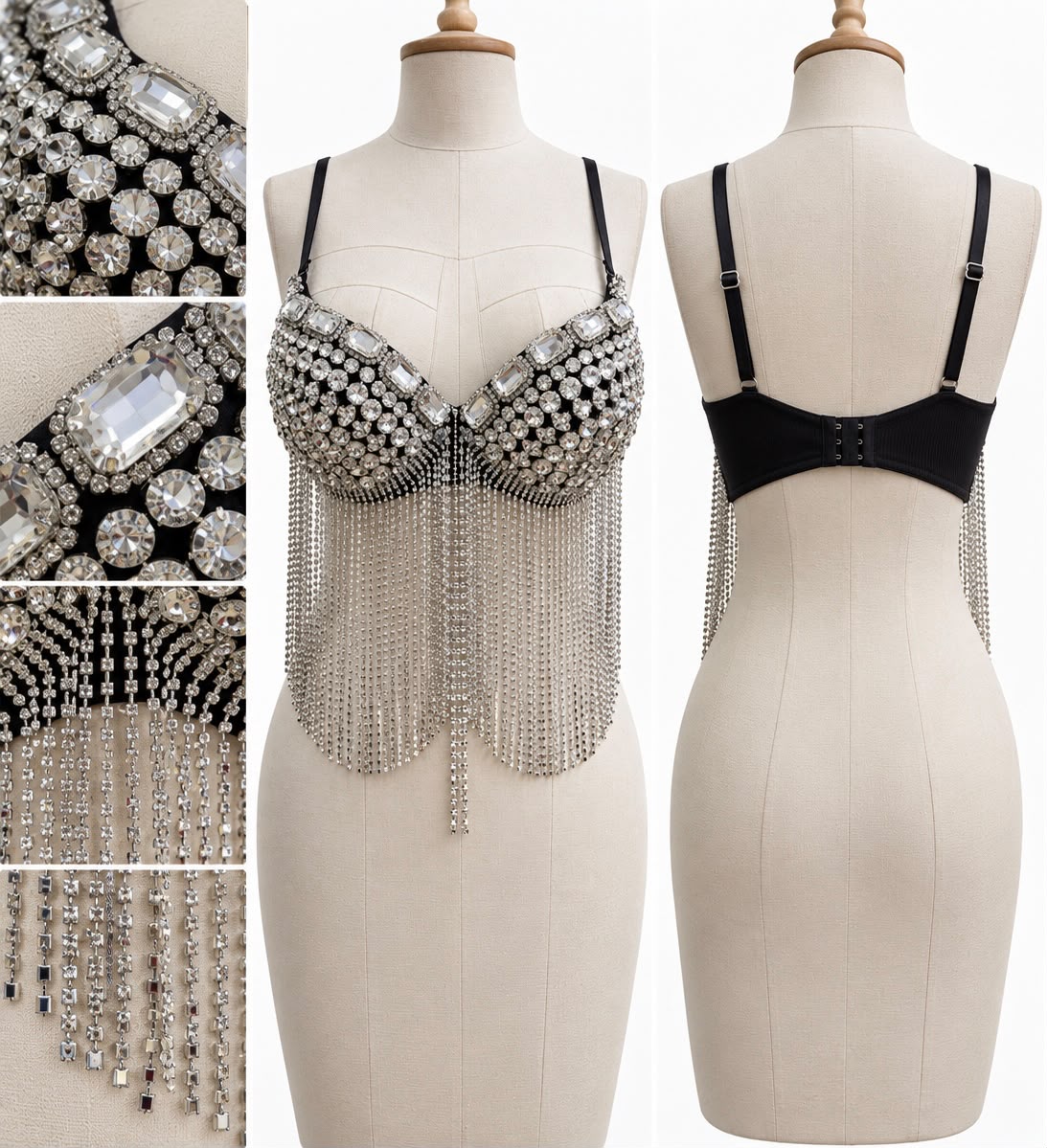 Kristal Taşlı Zincir Püsküllü Büstiyer · K26-OOO-002