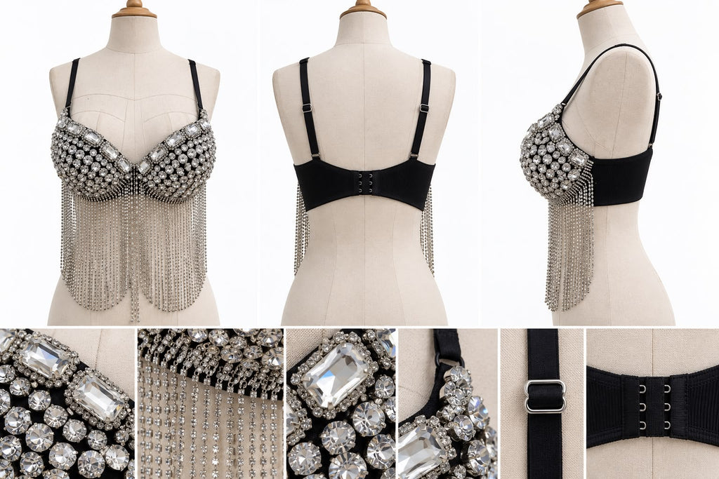 Kristal Taşlı Zincir Püsküllü Büstiyer · K26-OOO-002
