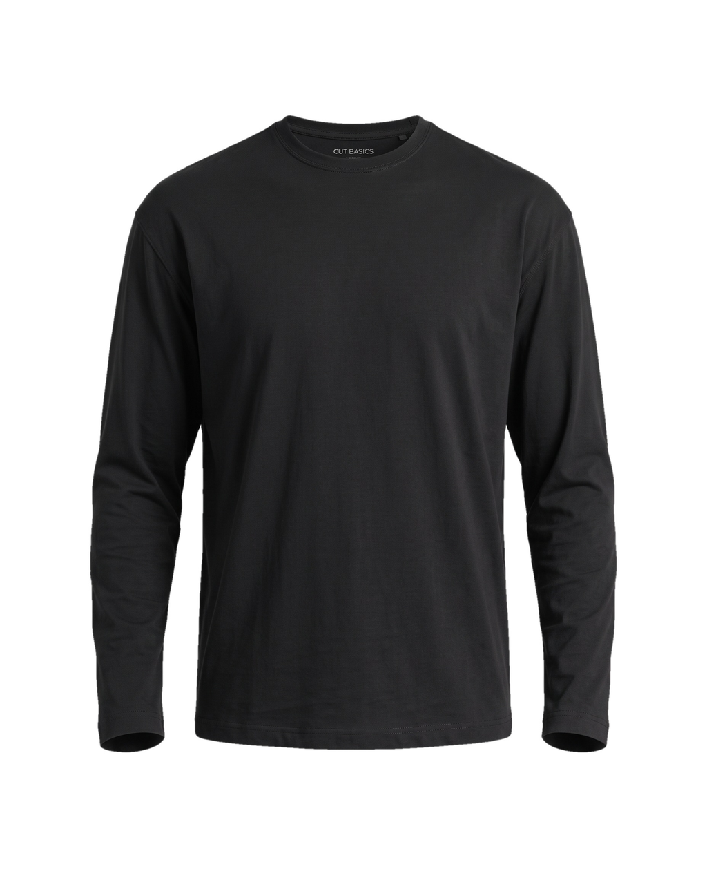 Long-Sleeve Crew siyah tişört — ön