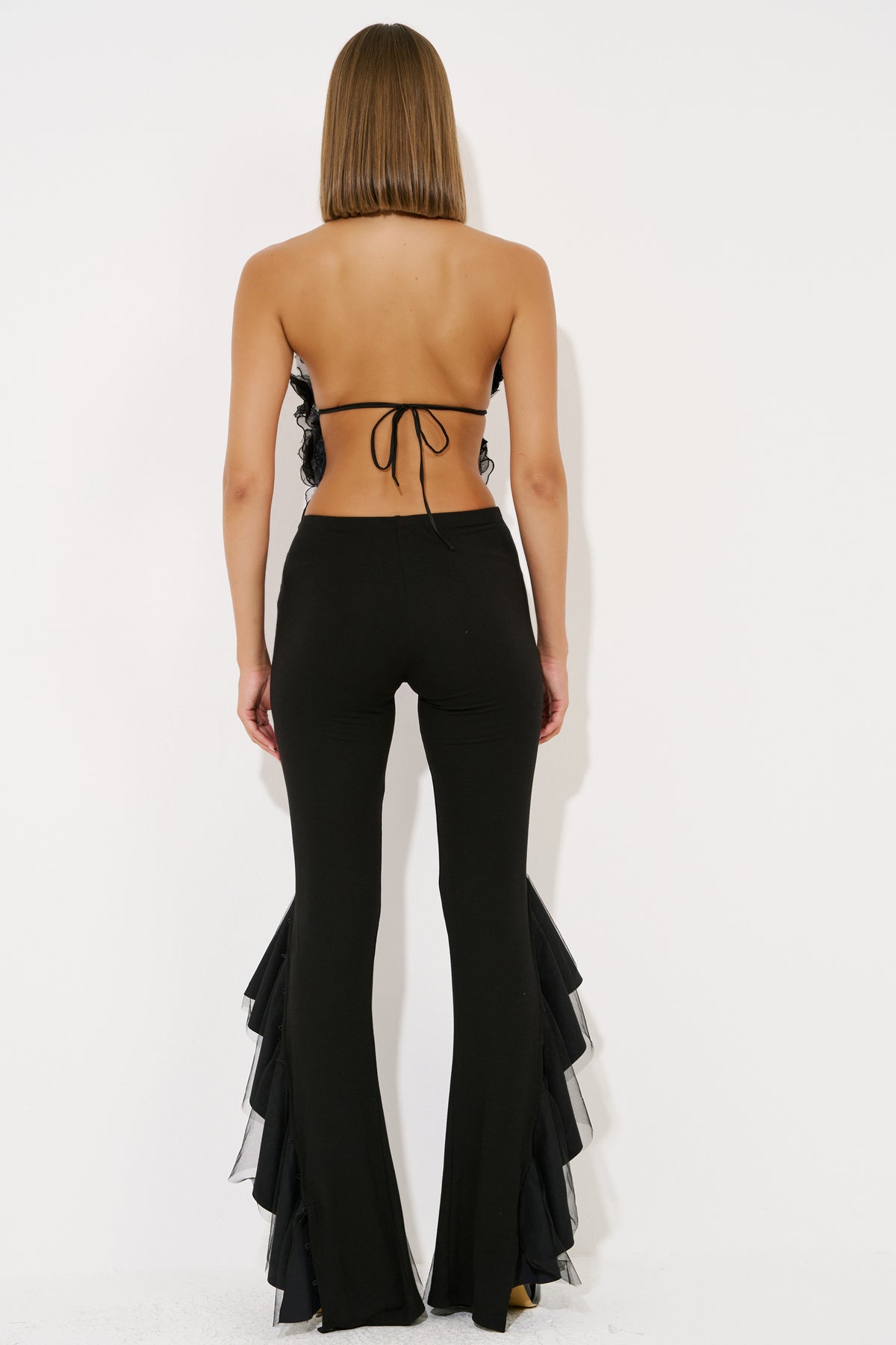 Button-Hem Detail Pants