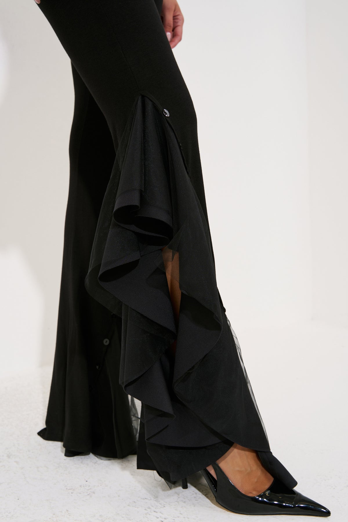 Button-Hem Detail Pants