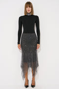 Embellished Net Skirt with Interior Lining