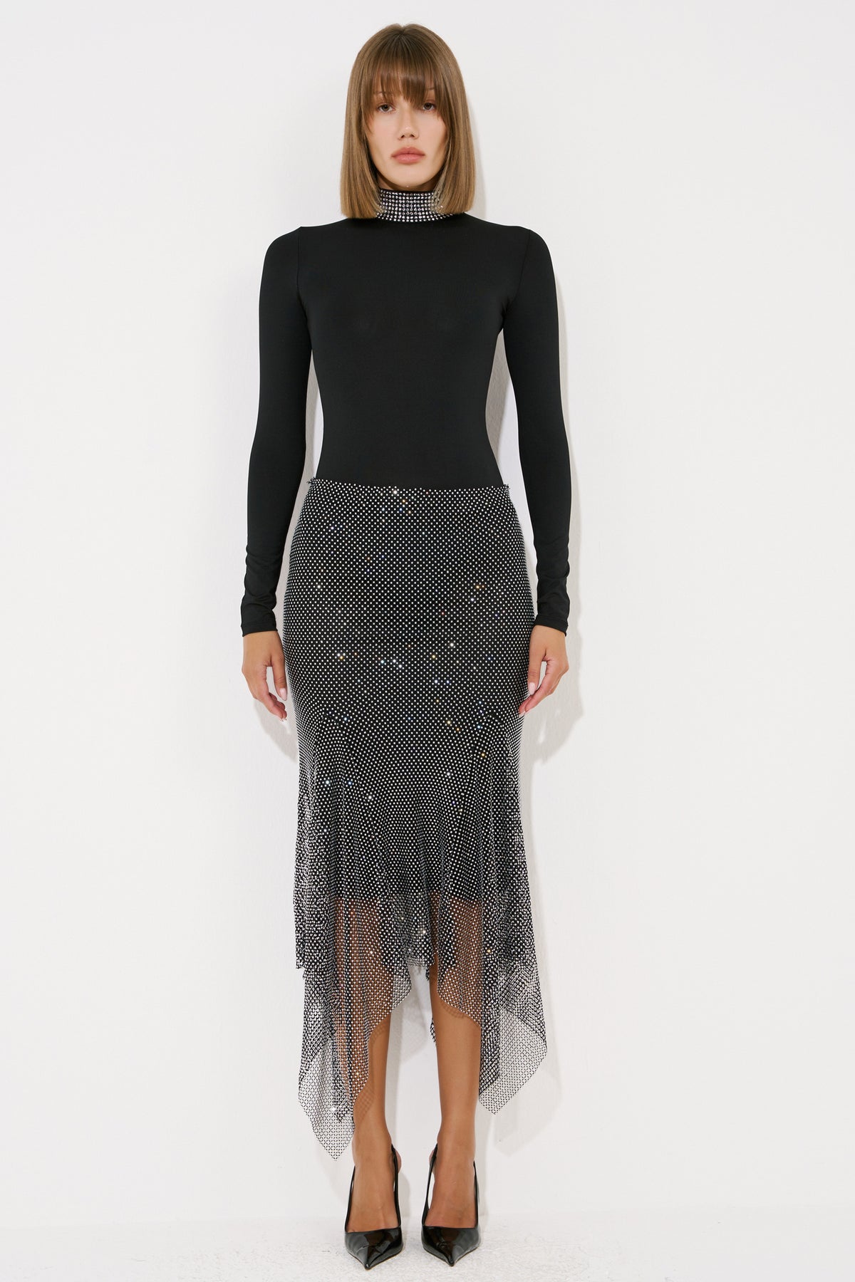 Embellished Net Skirt with Interior Lining