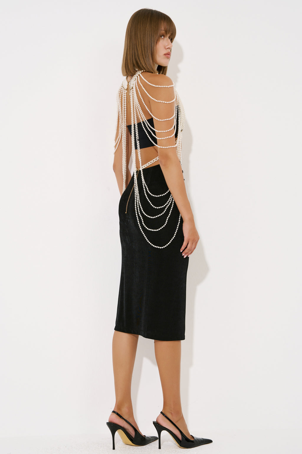 Elastic-Waist Midi Skirt