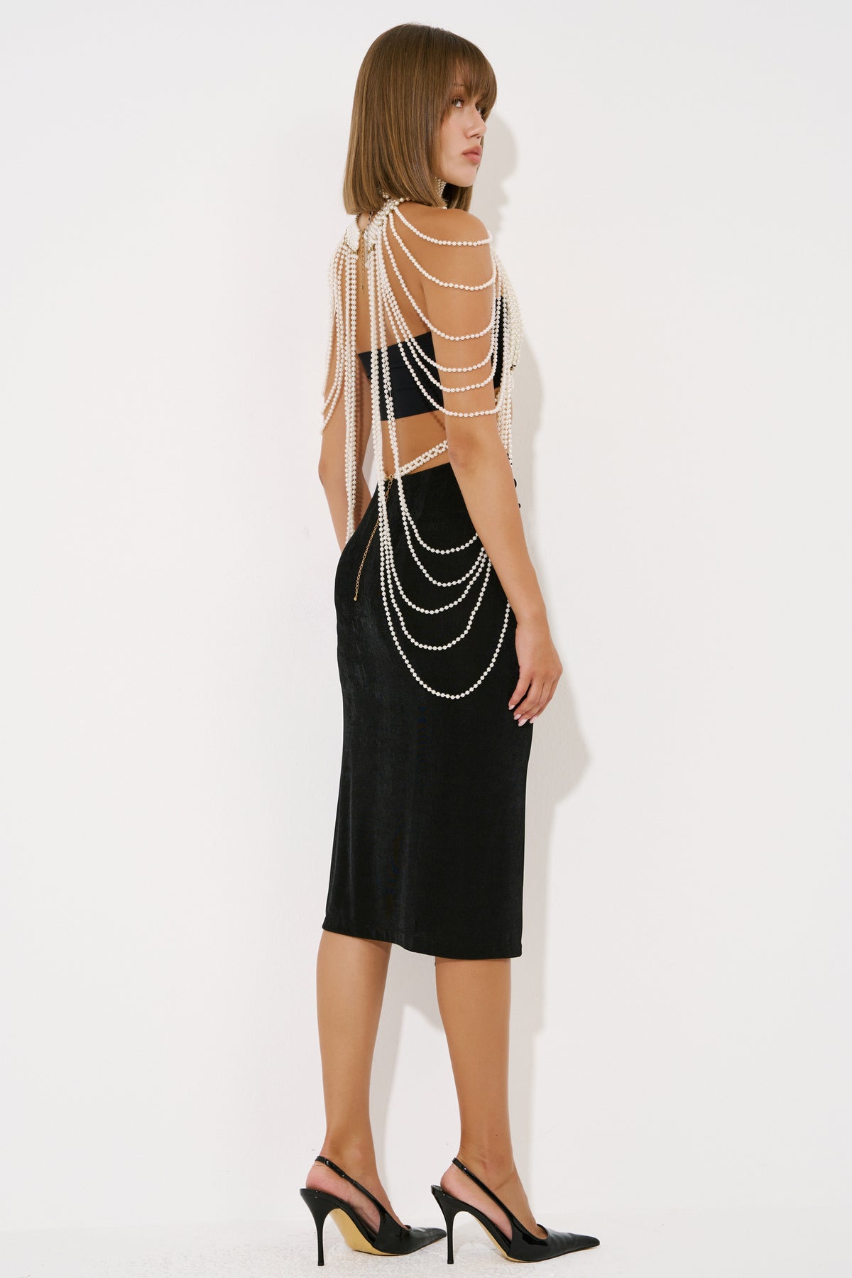 Elastic-Waist Midi Skirt