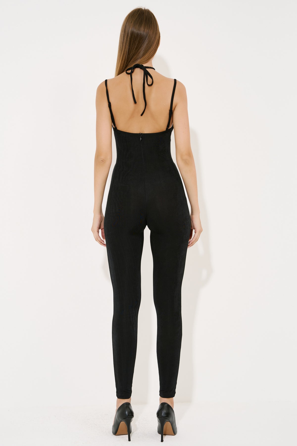 Tie-Neck Jumpsuit Embellished