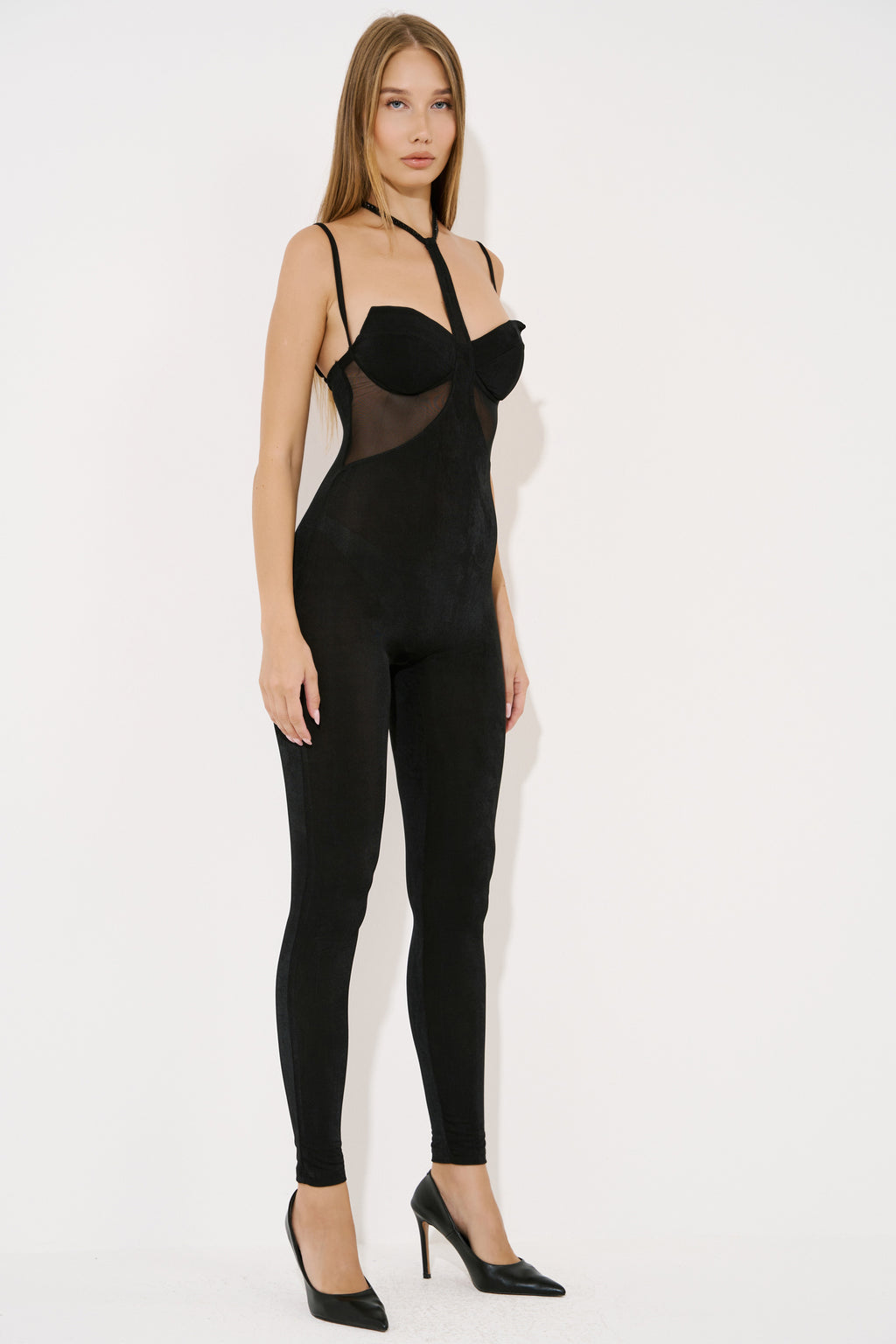 Tie-Neck Jumpsuit Embellished