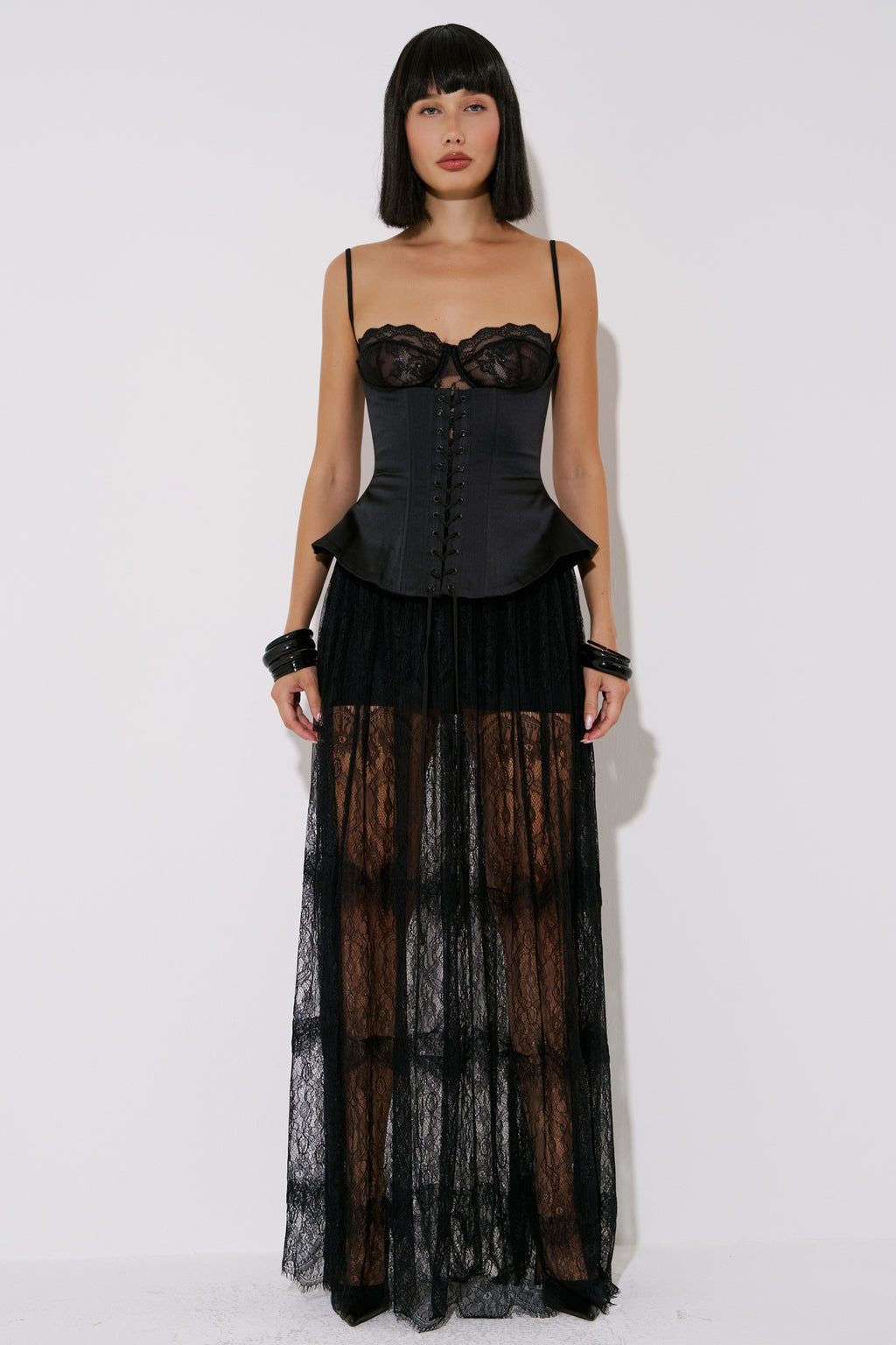 Lace Maxi Skirt with Elasticated Waist