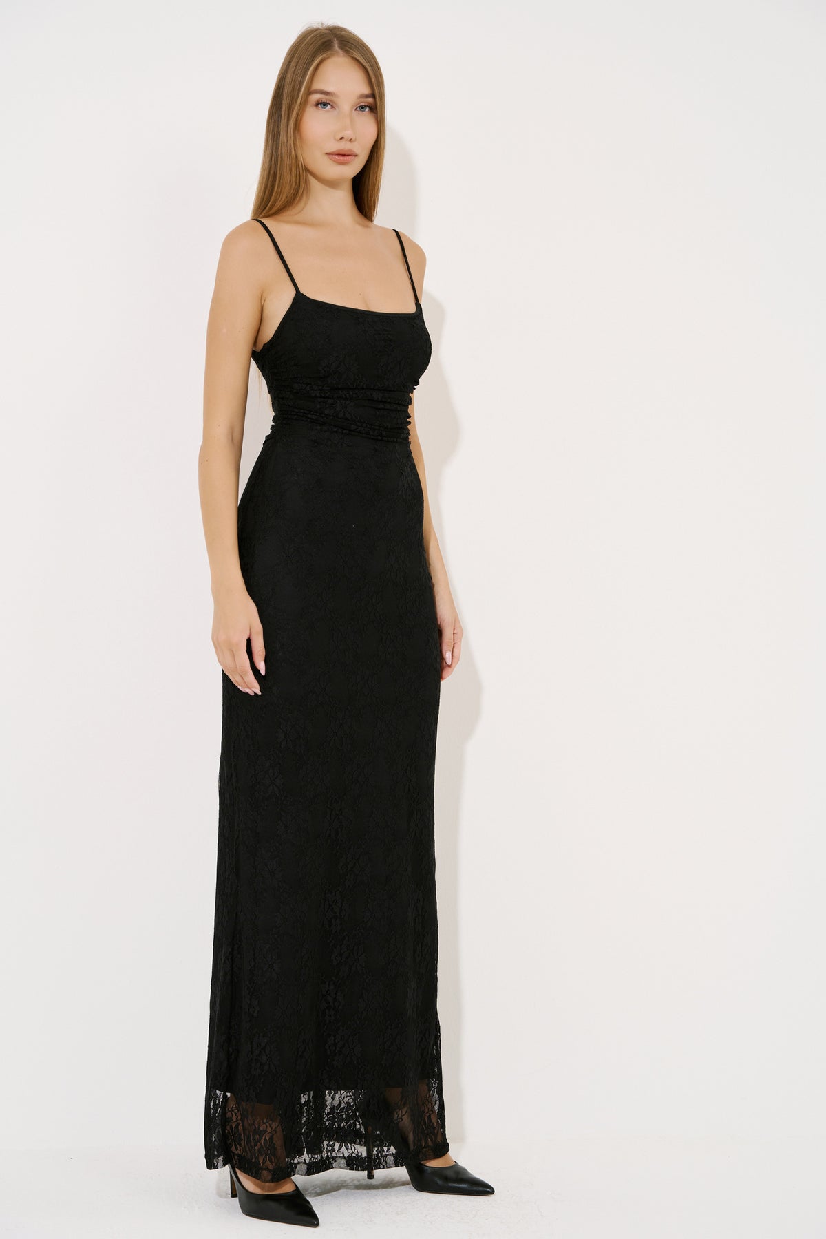 Spaghetti-Strap Lace Maxi Dress & Bolero Set