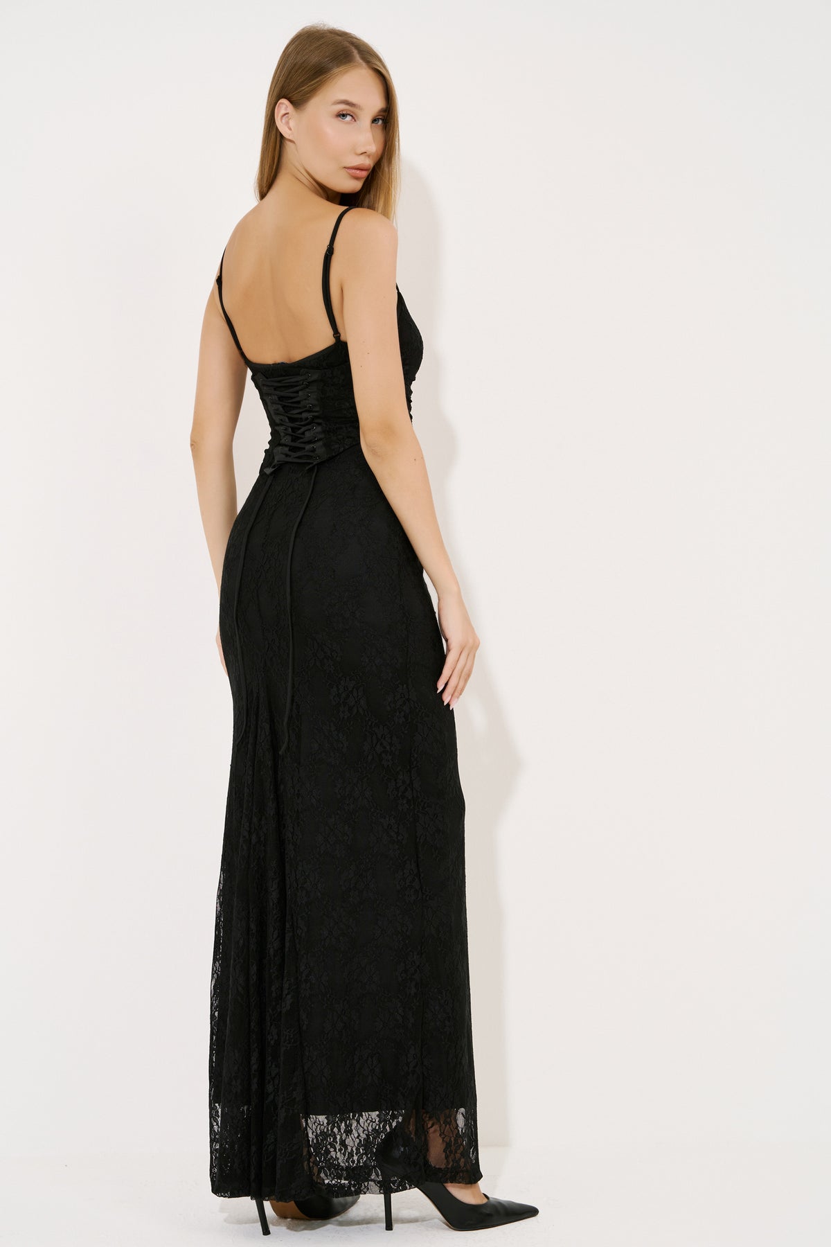 Spaghetti-Strap Lace Maxi Dress & Bolero Set