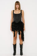 Square-Neck Satin Bustier