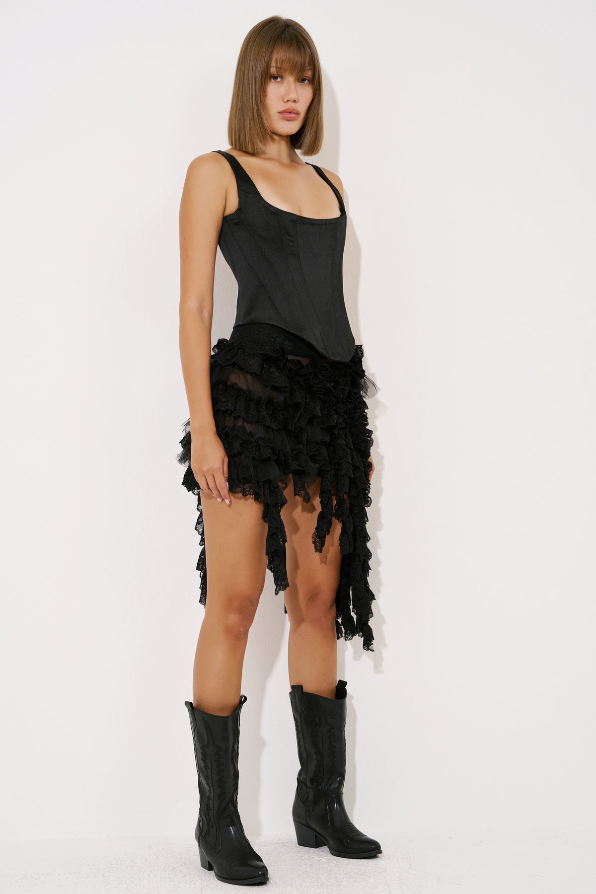 Square-Neck Satin Bustier
