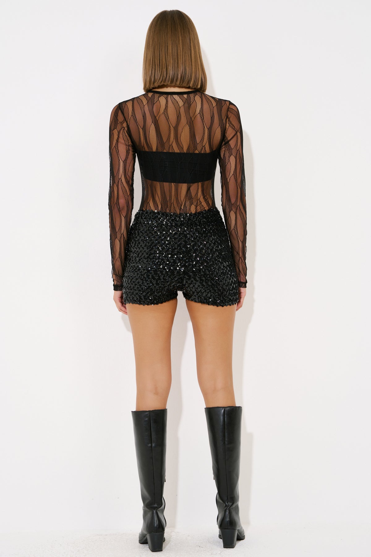 Elasticated Sequin Shorts with Lining