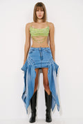 Side-Accent Denim Mini Skirt