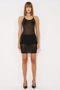 Sheer Embellished Halter Dress