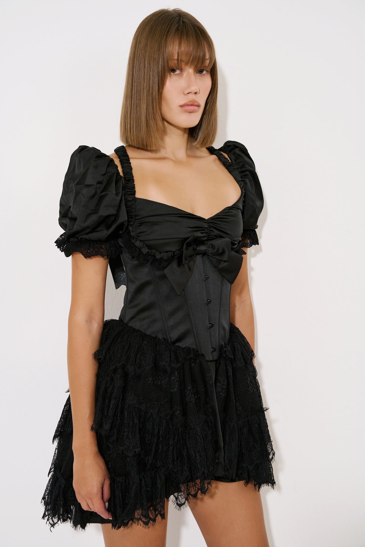 Satin Dress with Corset