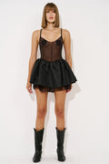 Cross-Back Polka Dot Mesh Dress
