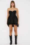 Tube Mini Dress with Organza Skirt