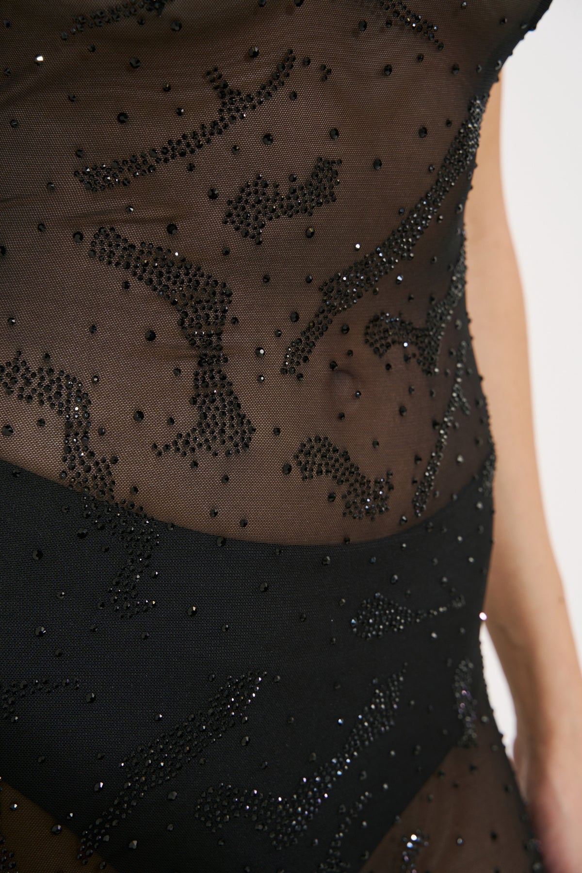 Sheer Embellished Halter Catsuit