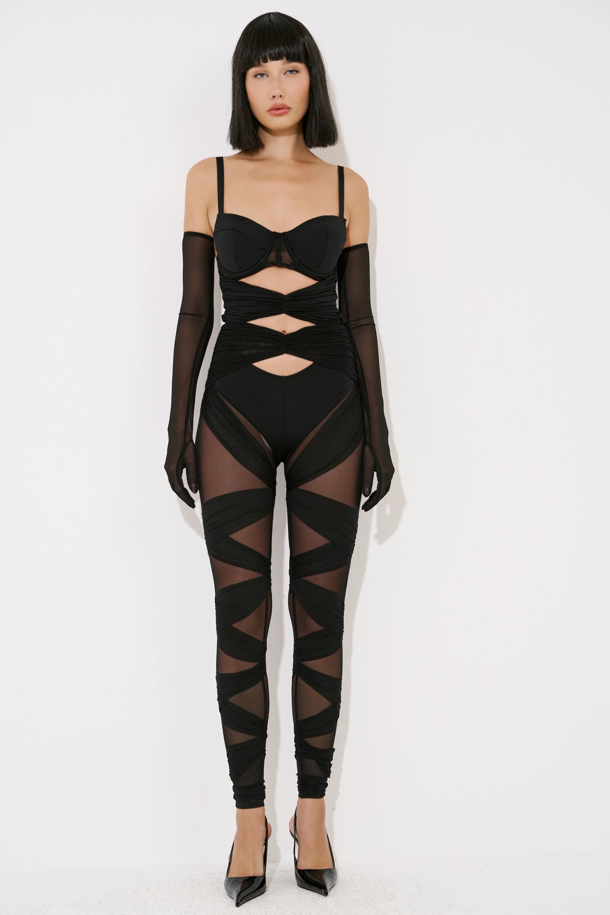 Pieced Catsuit with Gloves