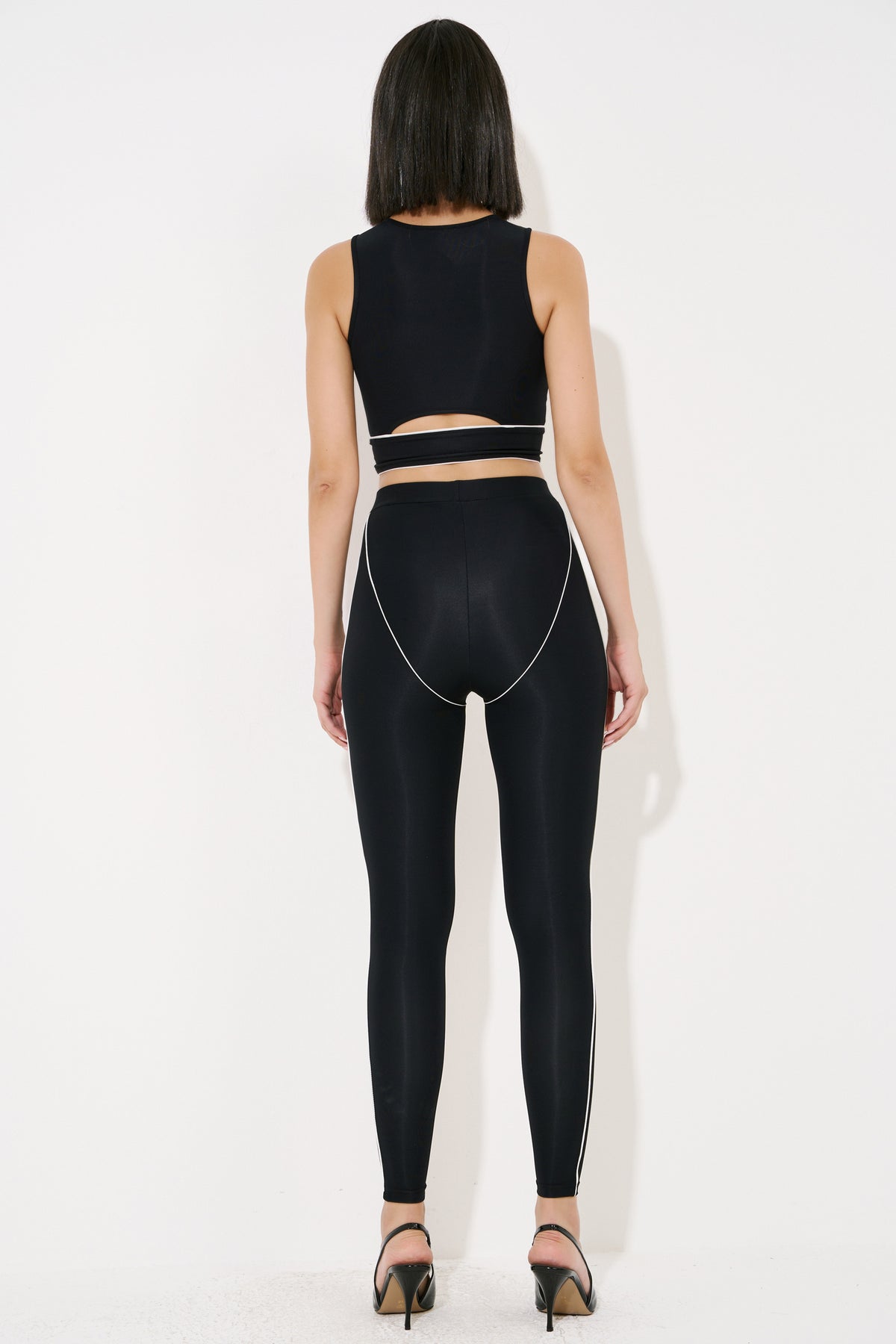 Contrast-Trim High-Waist Leggings