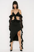 Ruffle Cami Dress with Lace Gloves
