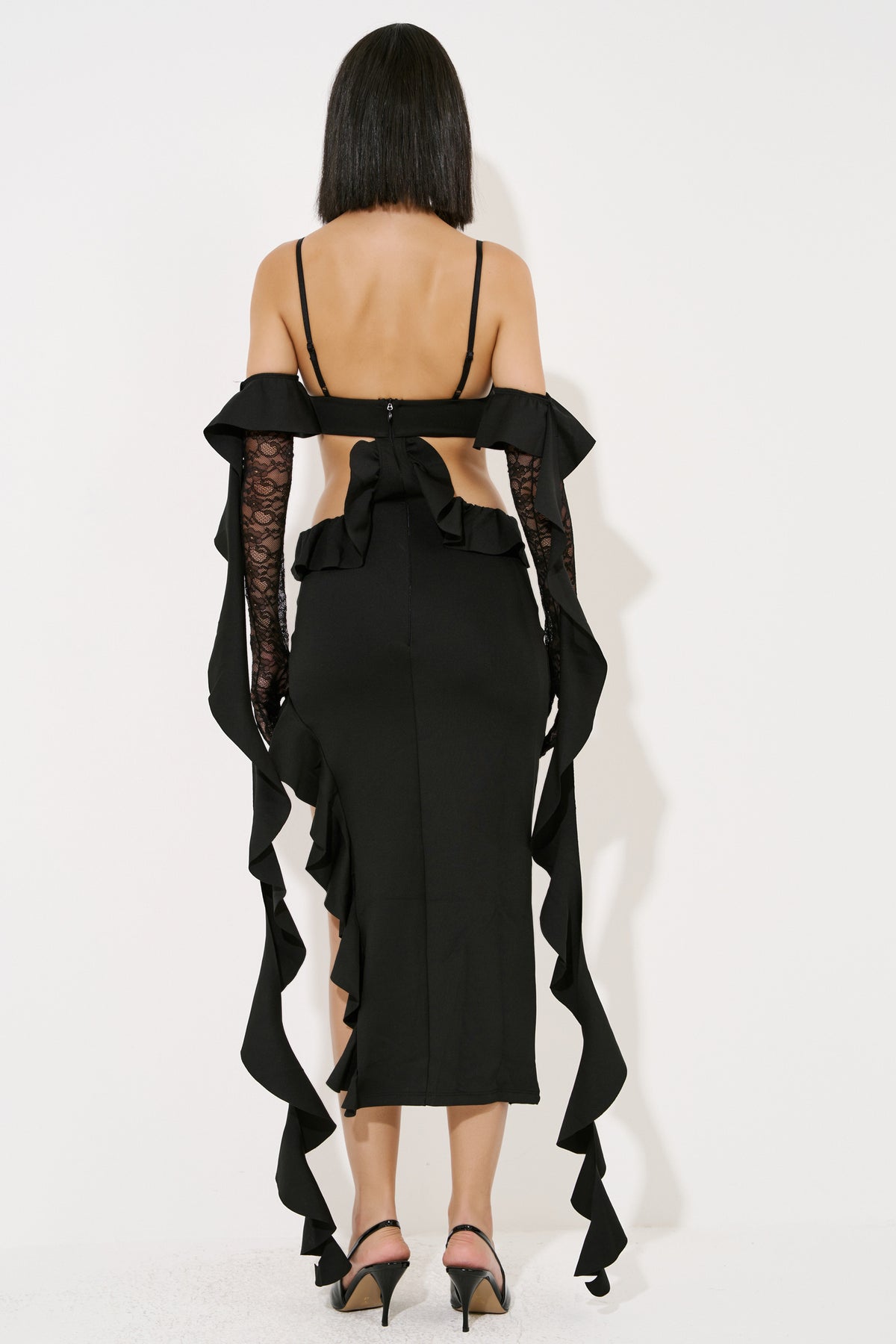 Ruffle Cami Dress with Lace Gloves