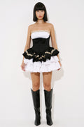 Tiered-Ruffle Tube Mini Dress