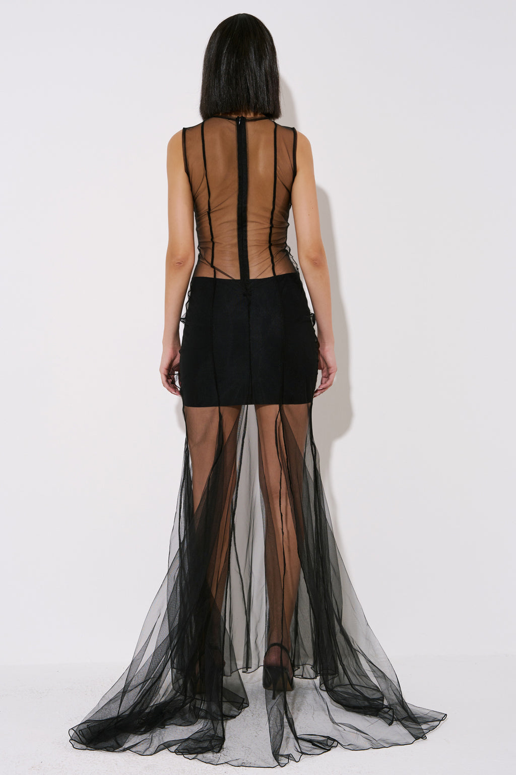 Sleeveless Mesh Maxi Dress