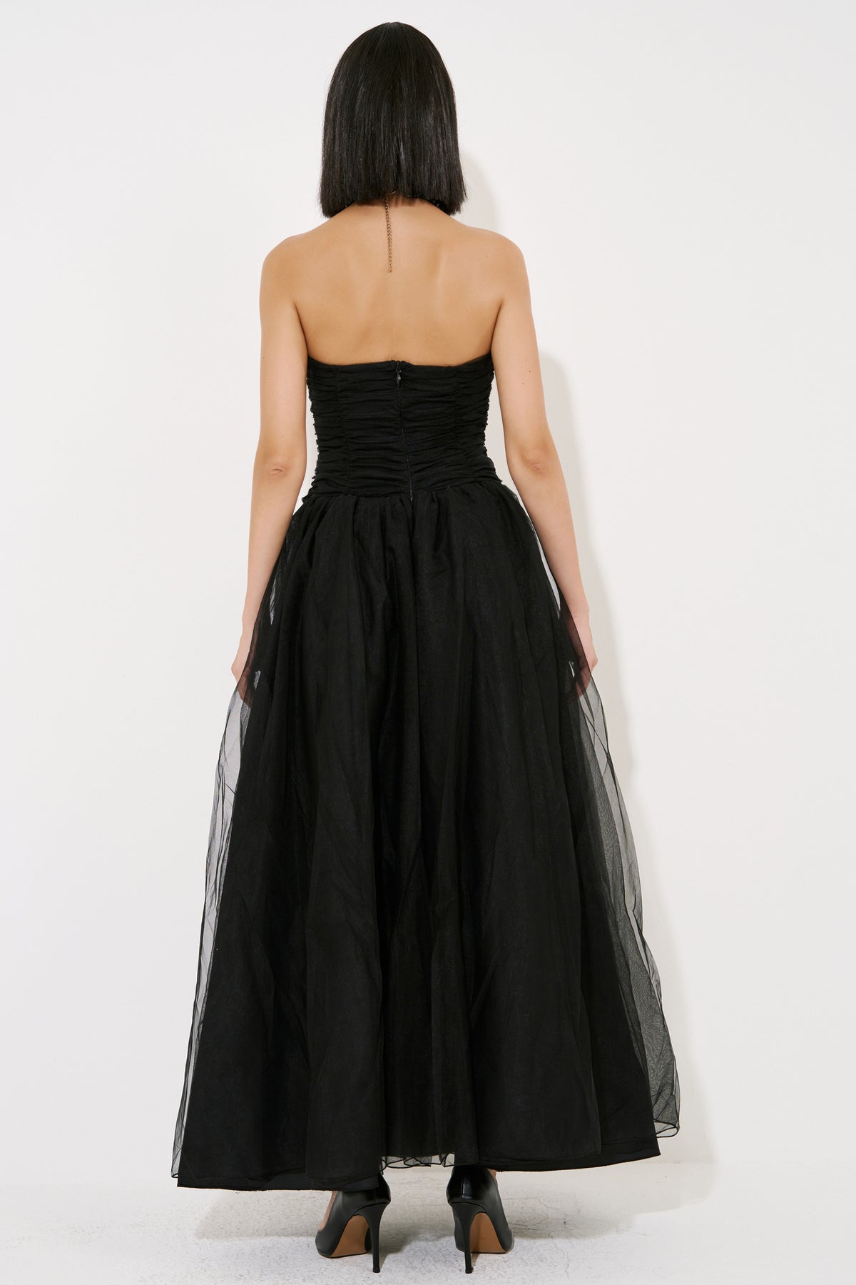 Strapless Ruched Maxi Dress