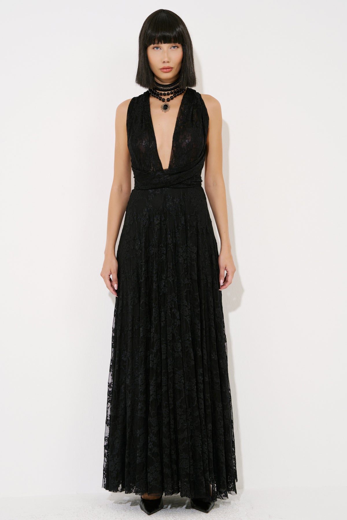 Multi-Tie Lace Maxi Dress
