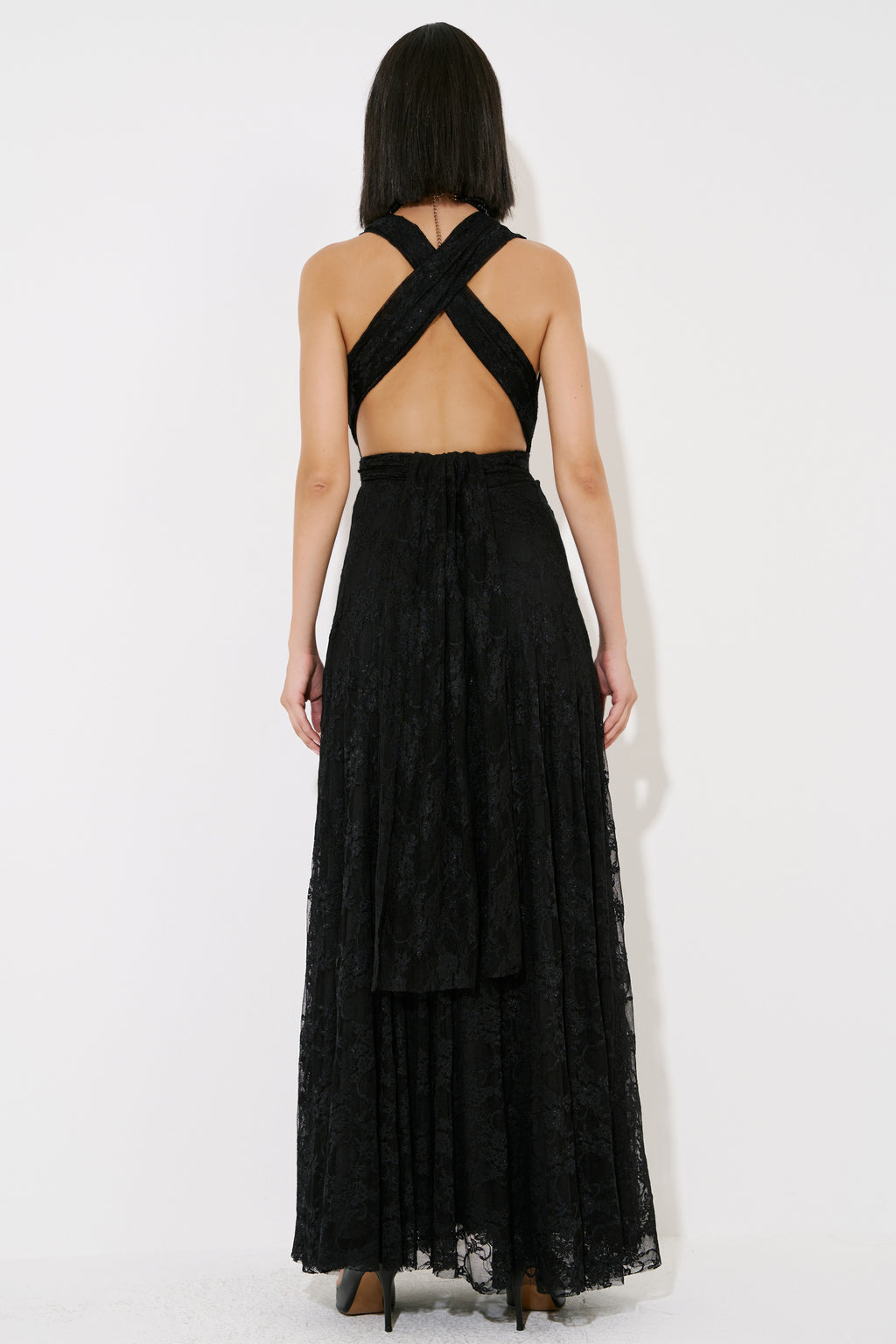 Multi-Tie Lace Maxi Dress