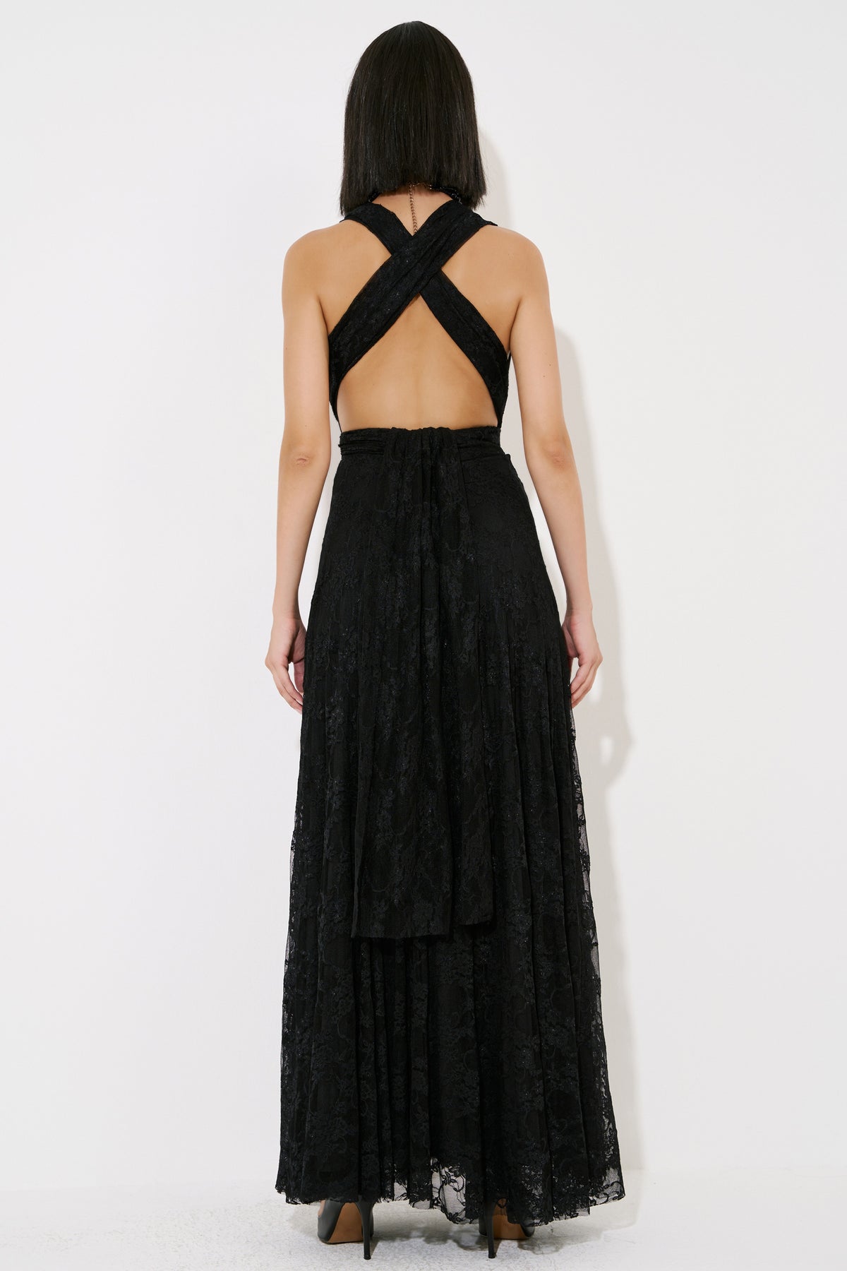 Multi-Tie Lace Maxi Dress