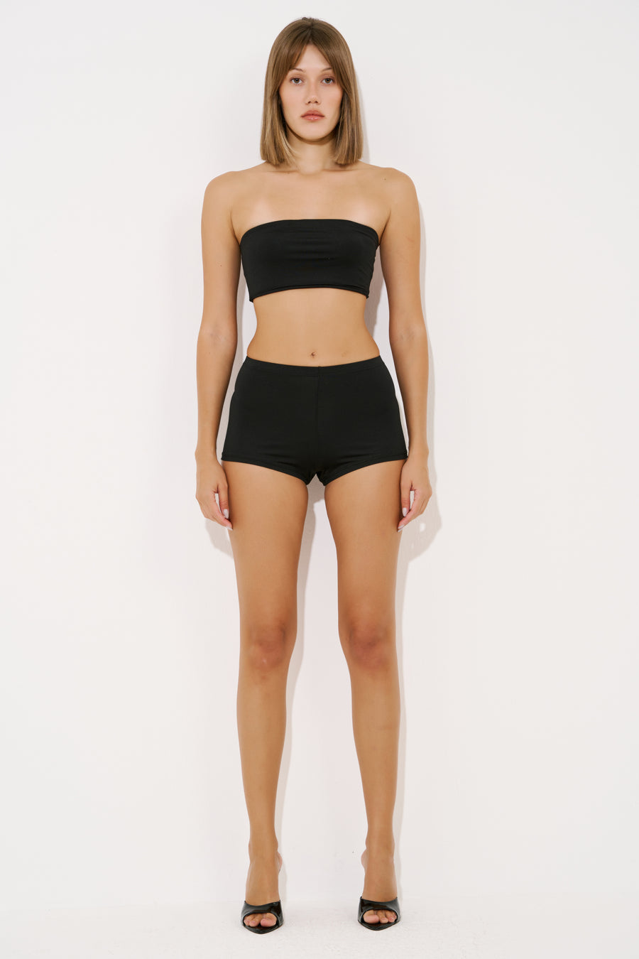 Basic Bandeau And Booty Shorts Set
