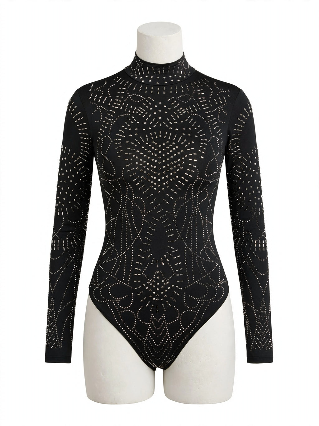 Taşlı Desenli Uzun Kollu Bodysuit - ghost ön
