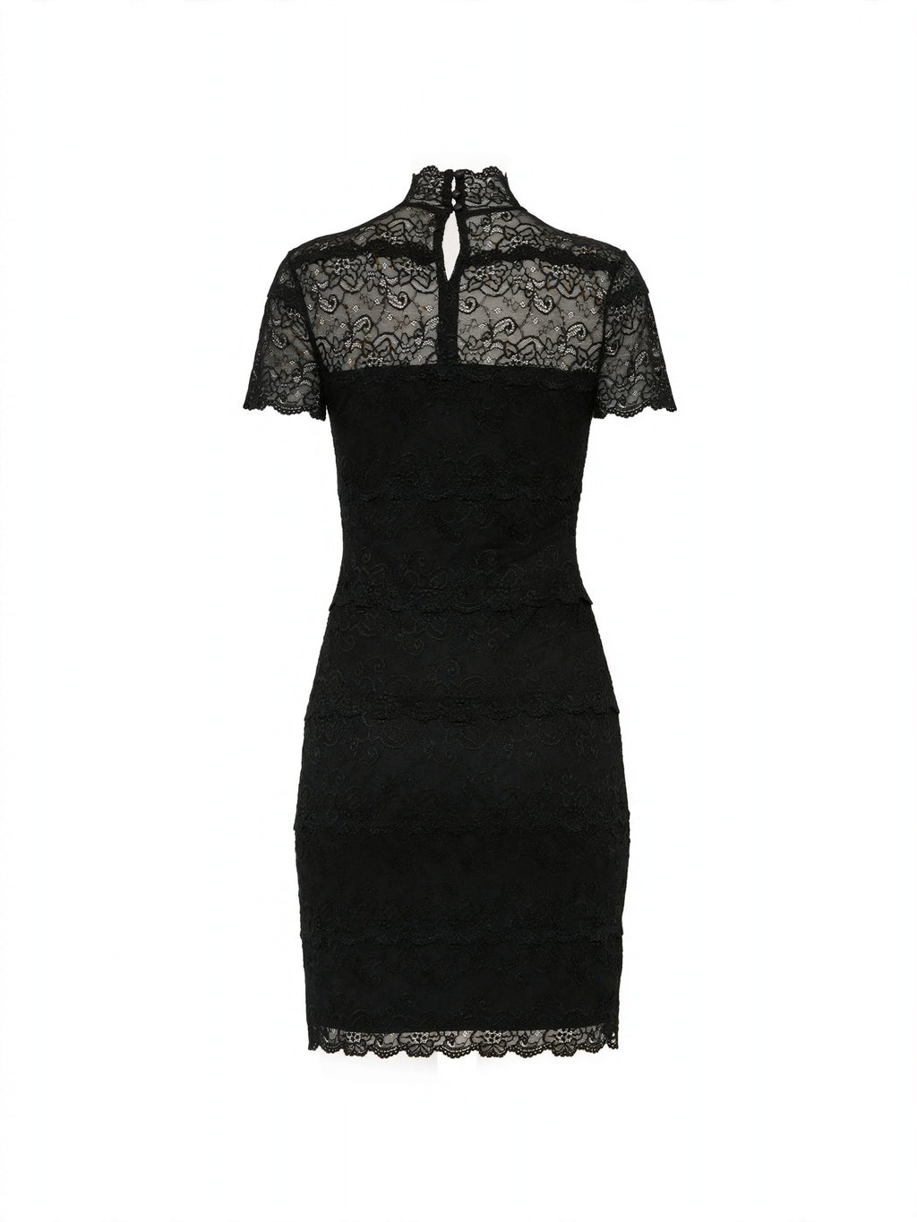 Dantelli Mini Elbise - Siyah - arka