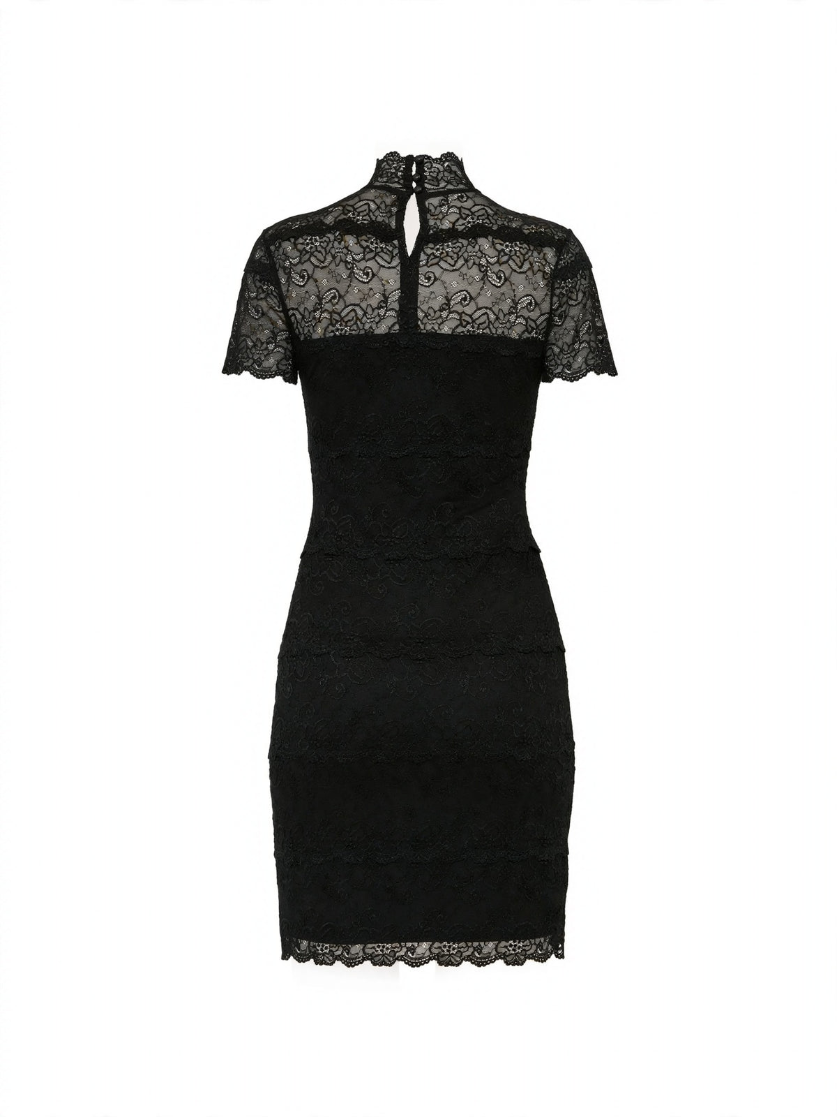 Dantelli Mini Elbise - Siyah - arka