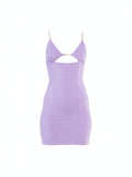 Taş Askılı Mini Elbise - Yeni Lila