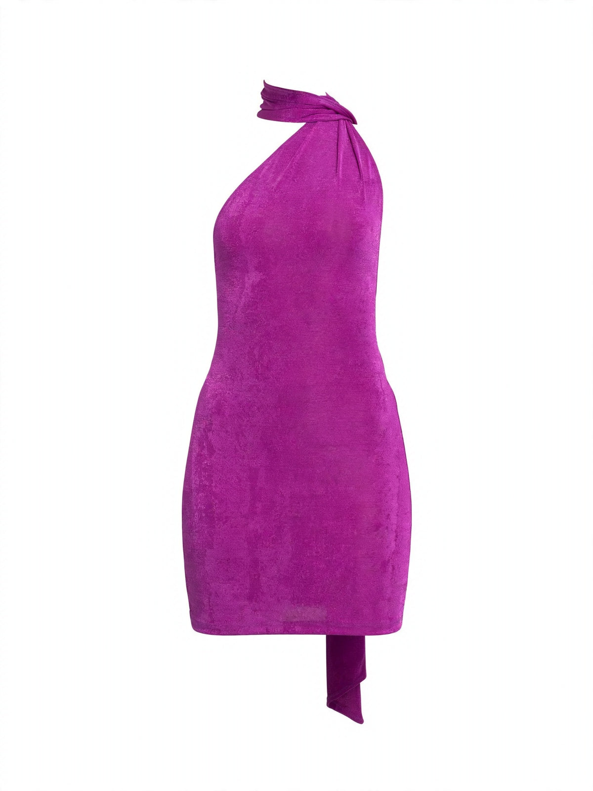 Boyundan Bağlamalı Mini Elbise - Magenta