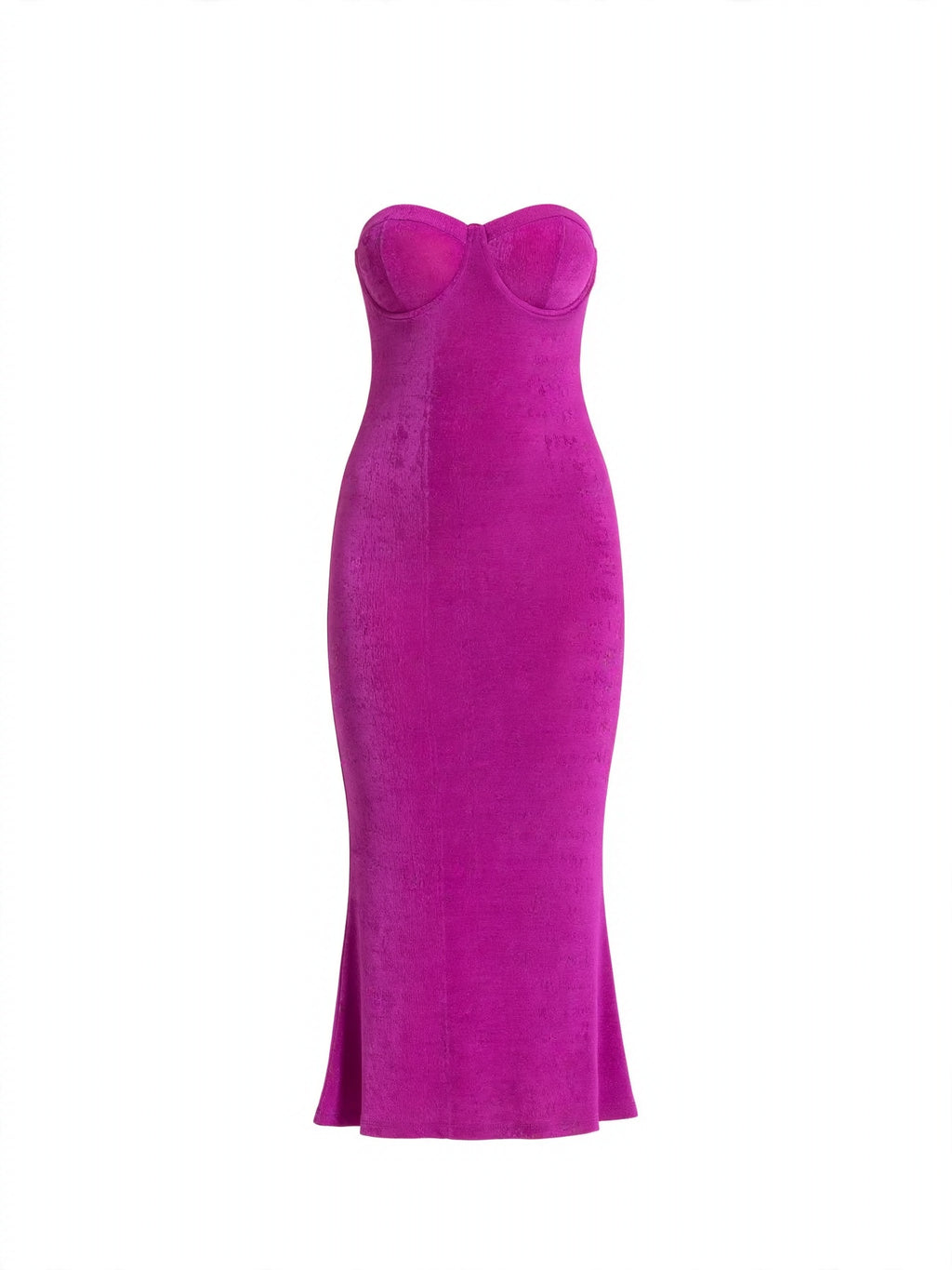 Straplez Göğüs Kaplı Elbise - Magenta