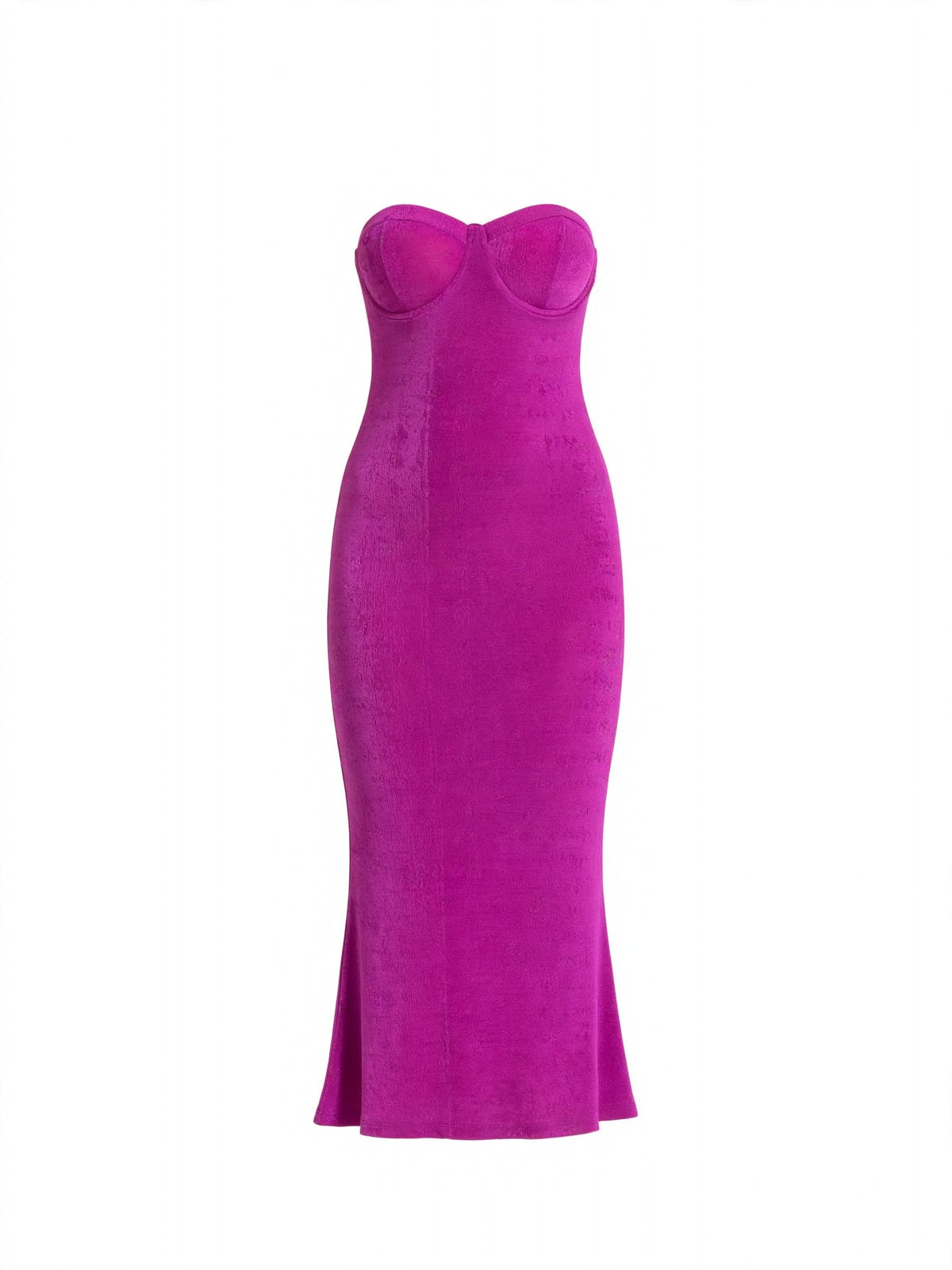 Straplez Göğüs Kaplı Elbise - Magenta