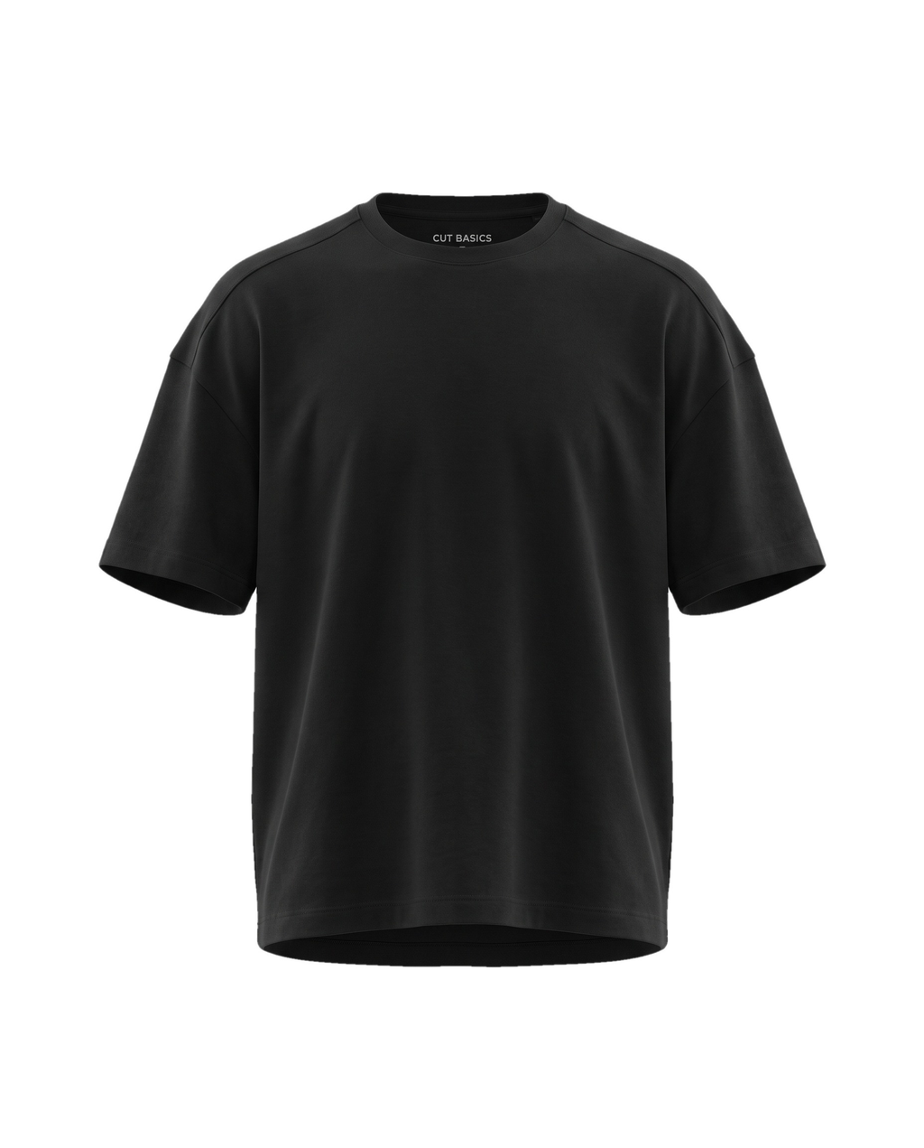 Oversize Cotton-Poly Heavy siyah tişört — ön