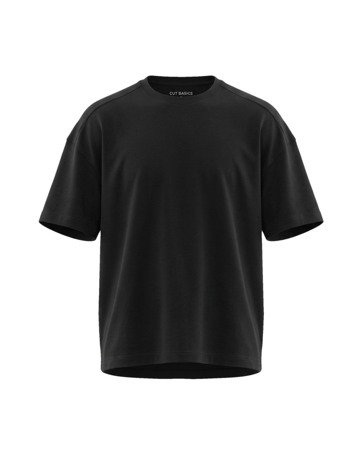 Oversize Cotton-Poly Heavy siyah tişört — ön