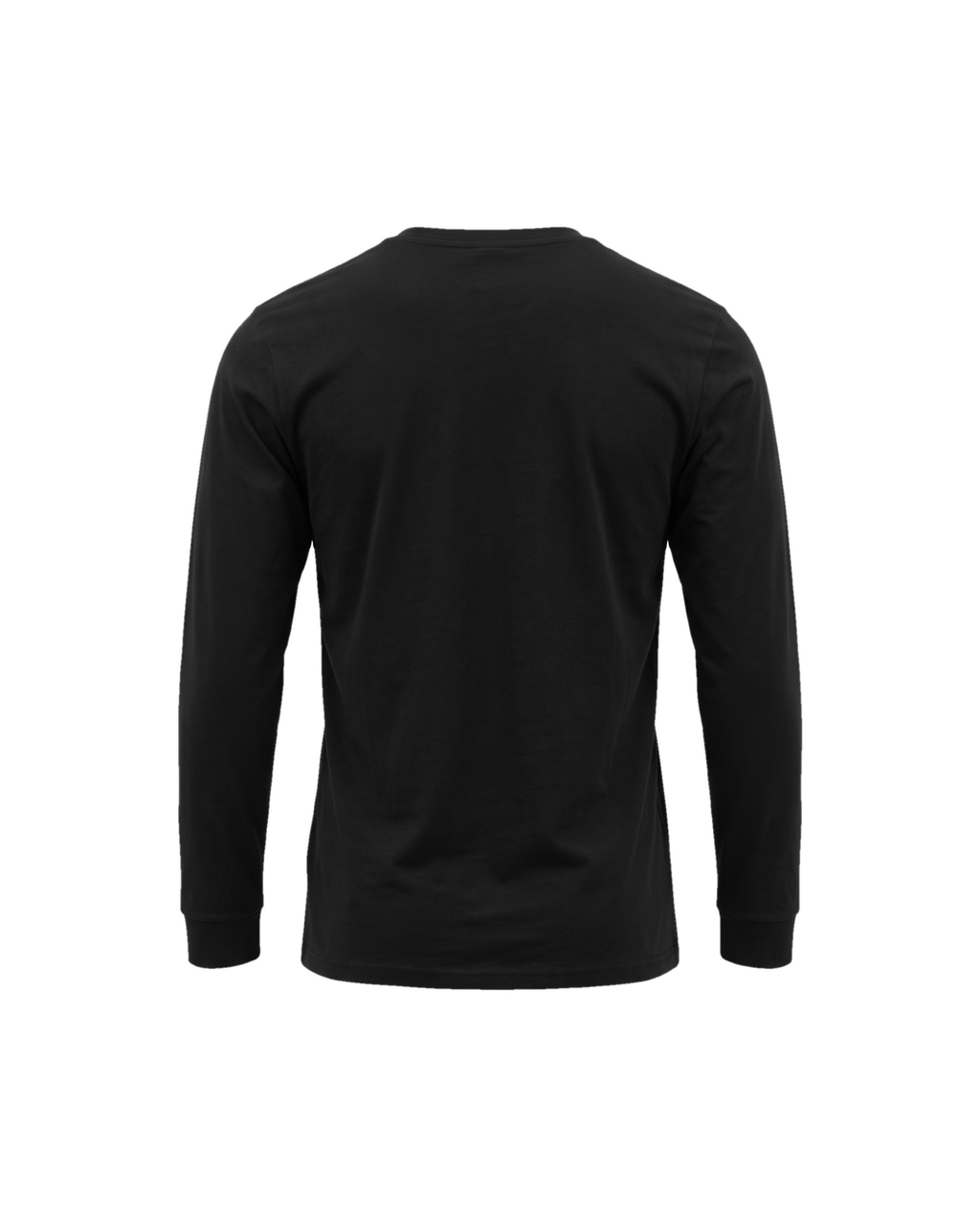 Long-Sleeve Stretch Cotton siyah tişört — arka