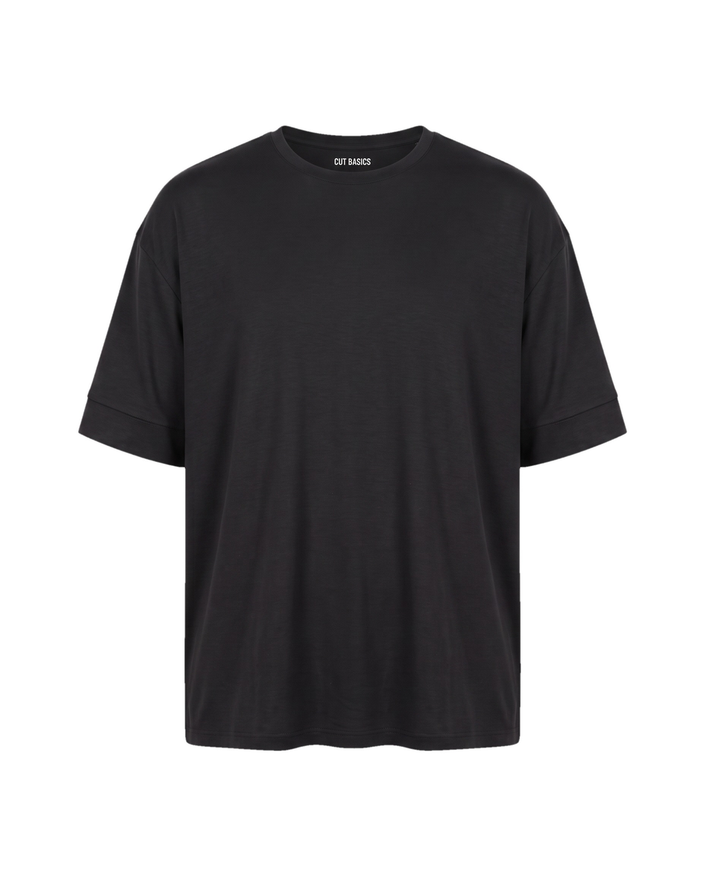 Drop-Shoulder Oversize siyah tişört — ön