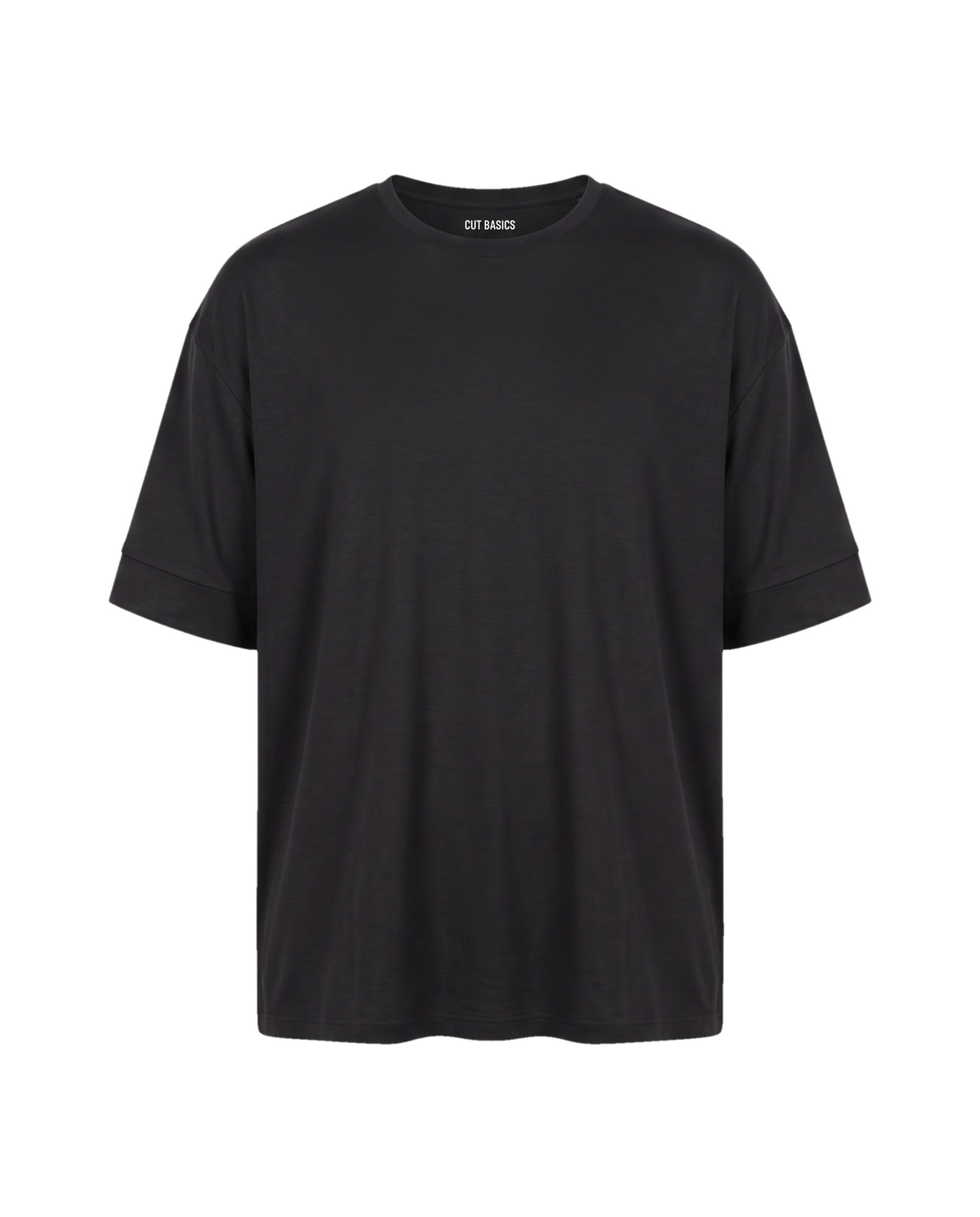 Drop-Shoulder Oversize siyah tişört — ön