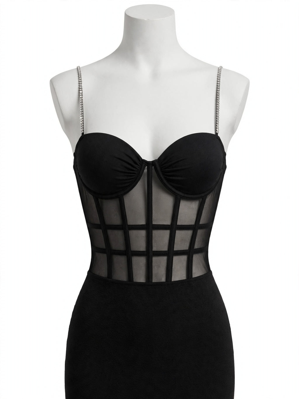 Taş Askılı Tül Bodysuit - ghost ön