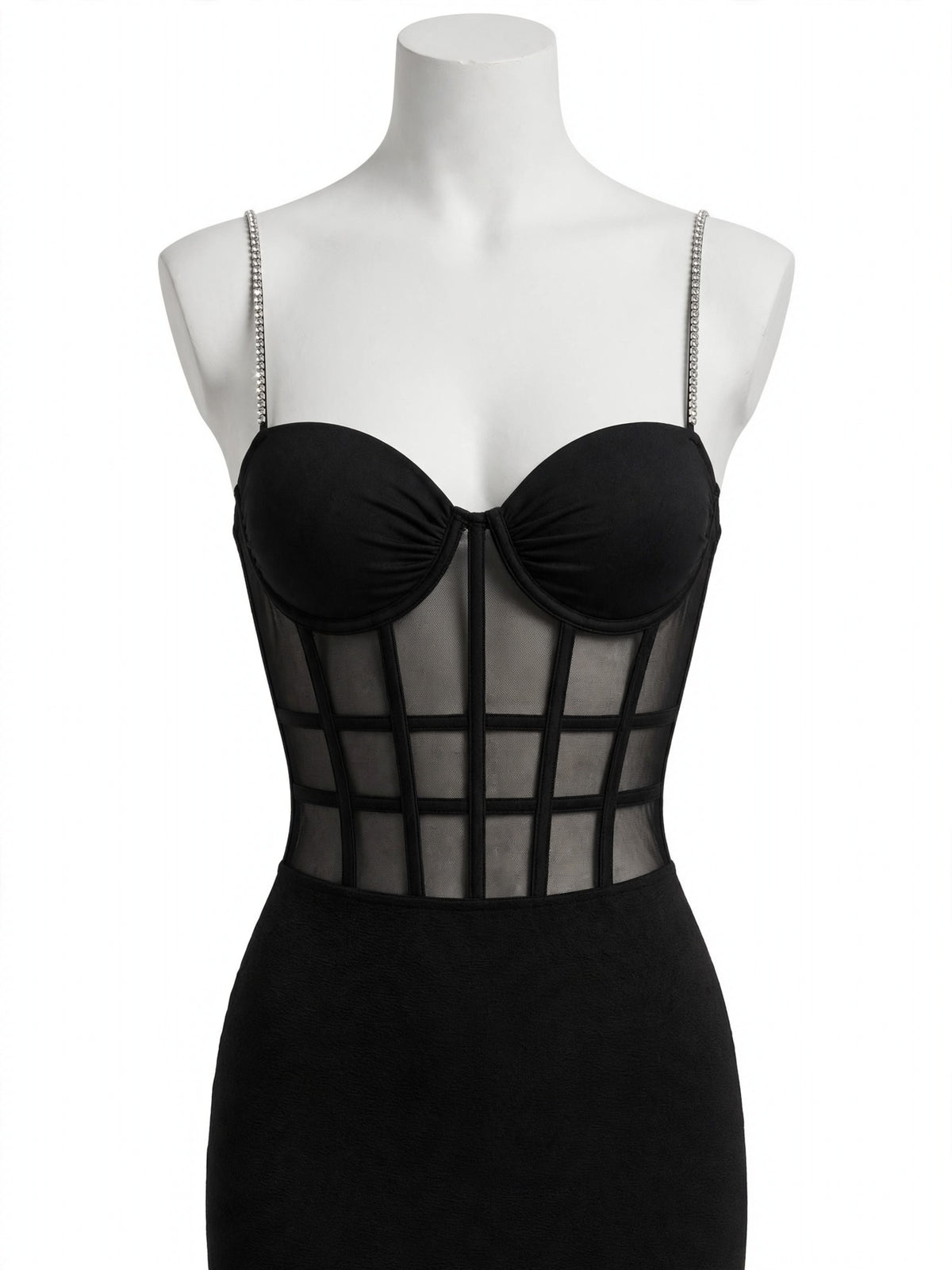 Taş Askılı Tül Bodysuit - ghost ön
