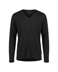 Viscose Long-Sleeve V siyah tişört — ön