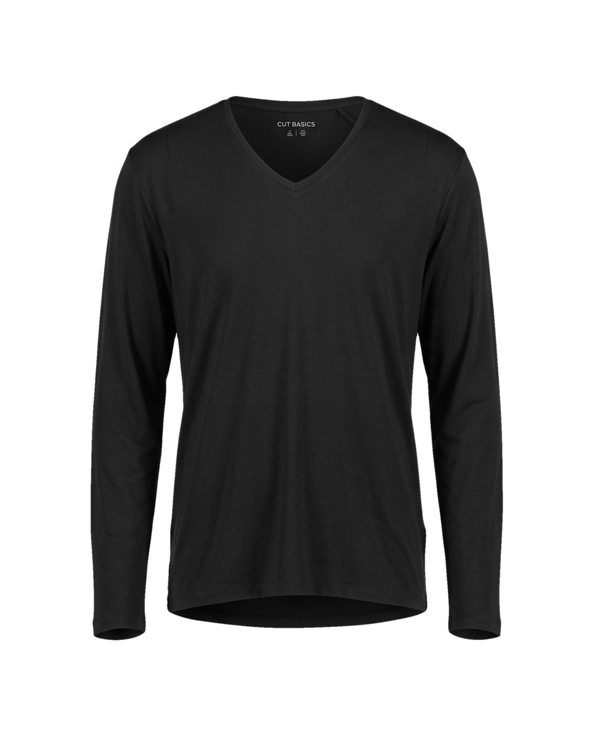 Viscose Long-Sleeve V siyah tişört — ön